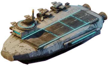 A carrier hull with a long, lit flight deck.